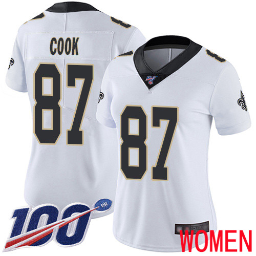 New Orleans Saints Limited White Women Jared Cook Road Jersey NFL Football #87 100th Season Vapor Untouchable Jersey